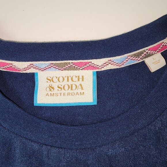 Scotch & Soda Amsterdam Blue Textured T-Shirt Size L - Picture 6 of 6